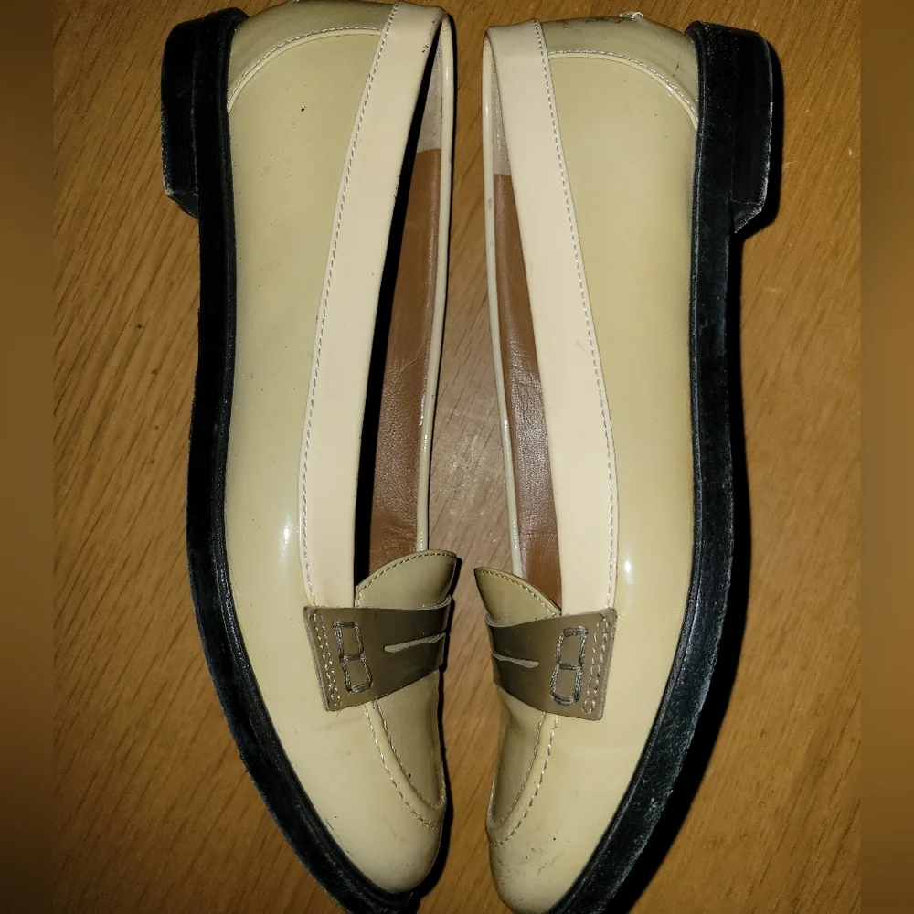 💖FENDI Beige Colorblock Patent Leather Penny loafers, EU 37 - Picture 5 of 11